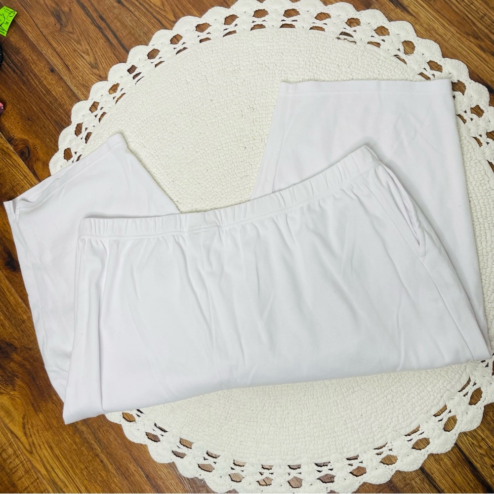 Woman Within White cropped jersey sweat pants pockets size 30/32 (3X) Petite
